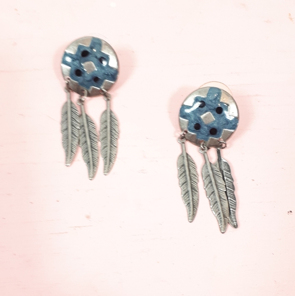 Unbranded Jewelry - Dangling,  blue, black and silver earrings